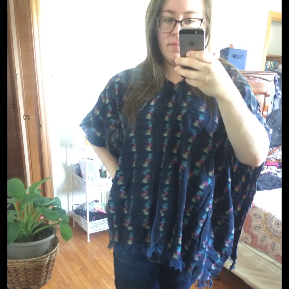 Vintage 80s Hooded Poncho